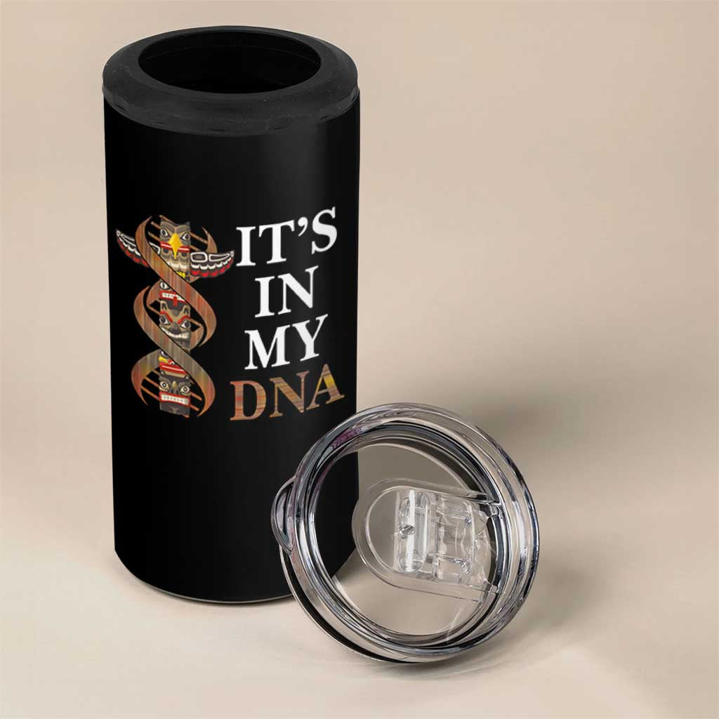 Native American 4 in 1 Can Cooler Tumbler It's In My DNA Totem Indigenous USA - Wonder Print Shop