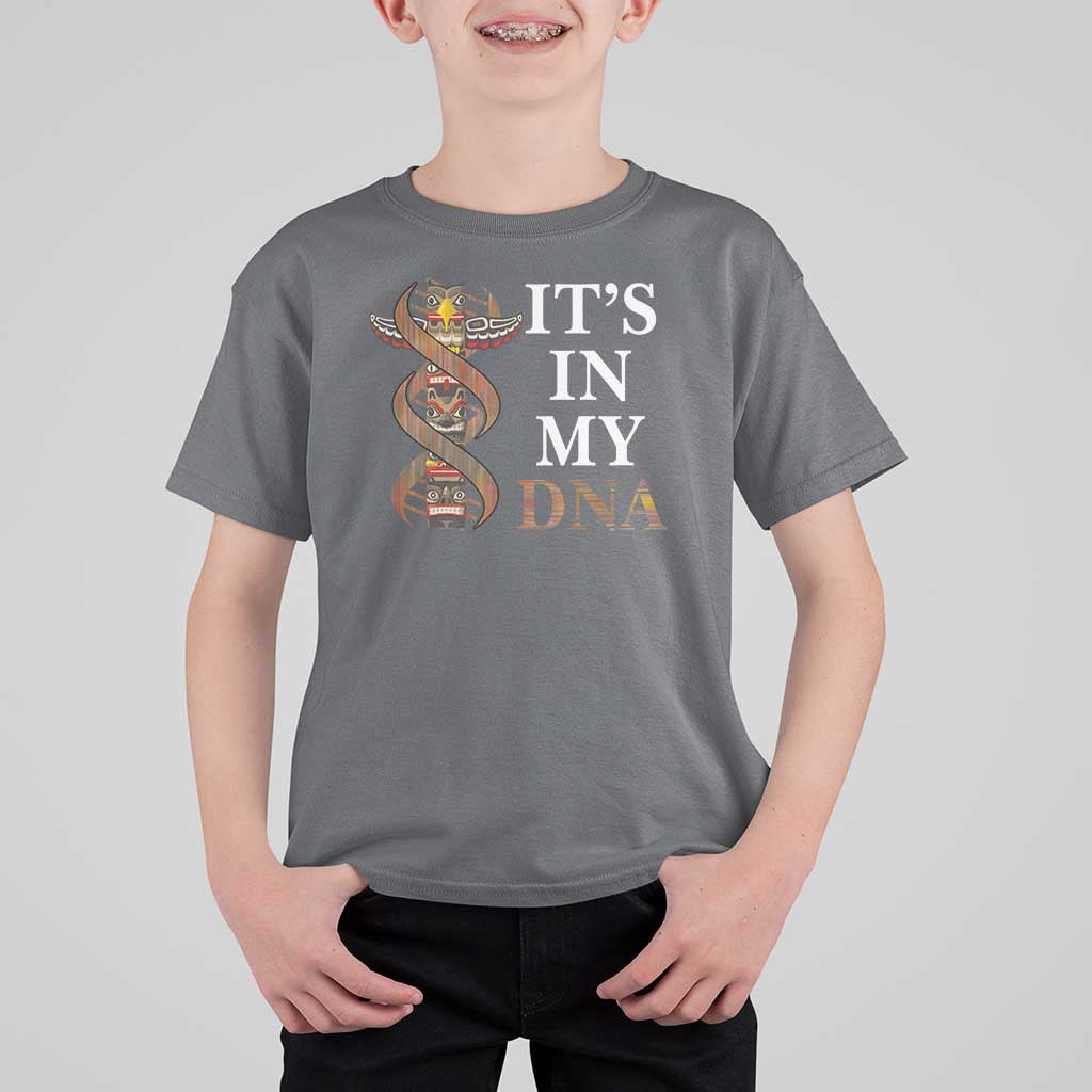 Native American T Shirt For Kid It's In My DNA Totem Indigenous USA - Wonder Print Shop