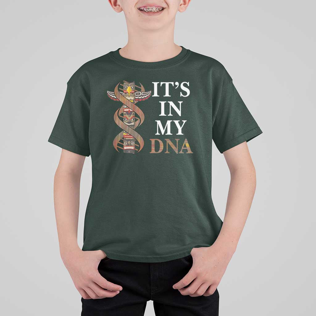 Native American T Shirt For Kid It's In My DNA Totem Indigenous USA - Wonder Print Shop