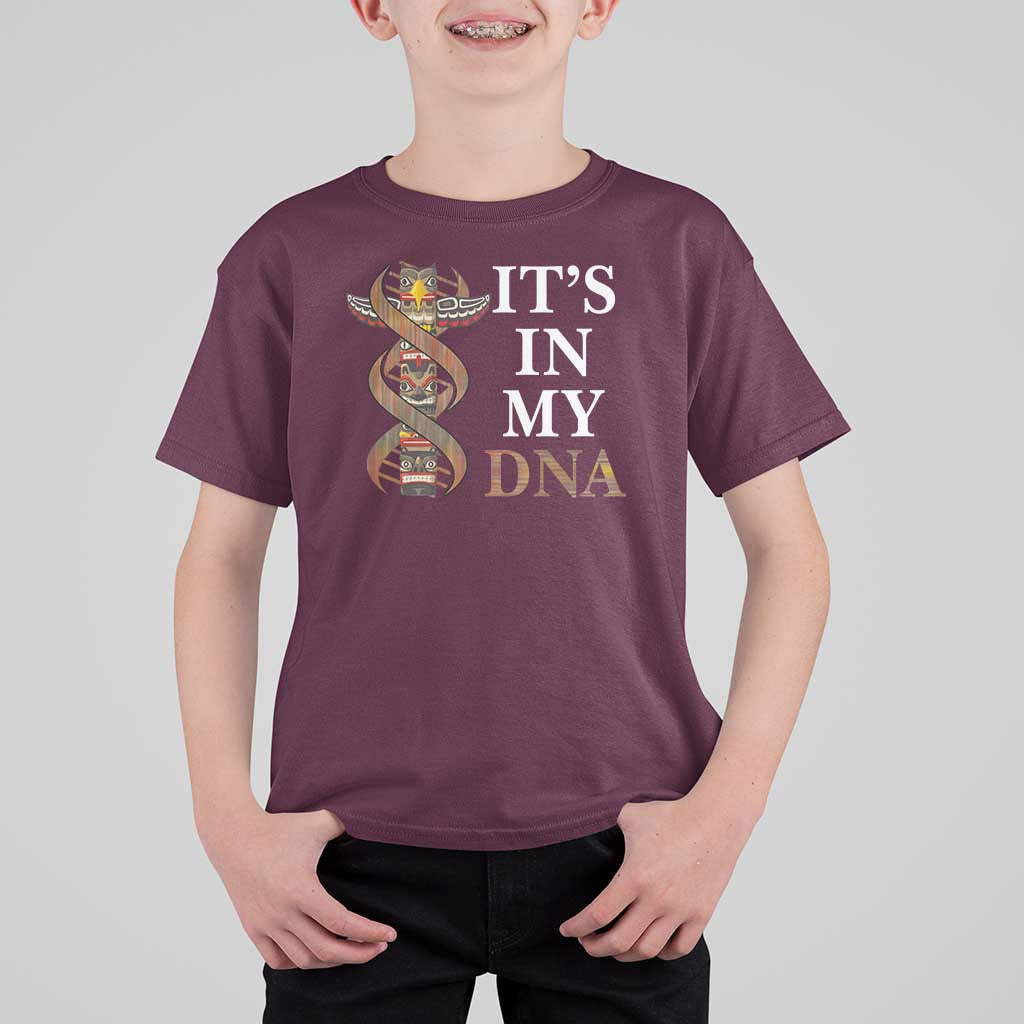 Native American T Shirt For Kid It's In My DNA Totem Indigenous USA - Wonder Print Shop