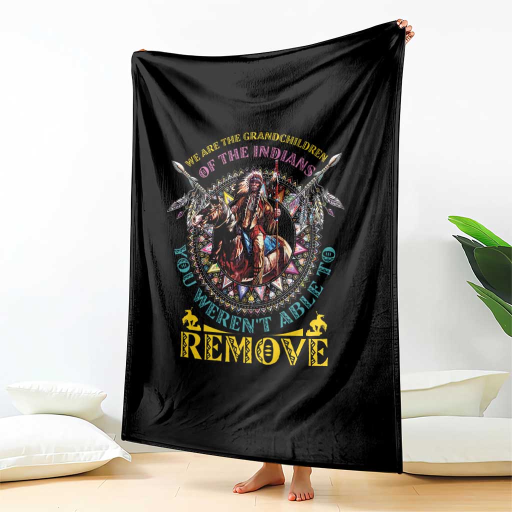 Native American Throw Blanket We Are The Grandchildren Of The Indians Indigenous Warrior - Wonder Print Shop