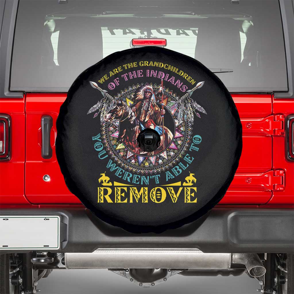 Native American Spare Tire Cover We Are The Grandchildren Of The Indians Indigenous Warrior - Wonder Print Shop