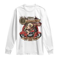 Native American Rider Long Sleeve Shirt American Indian Legendary Motorcycle Vintage Pin Up Girl - Wonder Print Shop