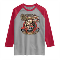 Native American Rider Raglan Shirt American Indian Legendary Motorcycle Vintage Pin Up Girl - Wonder Print Shop