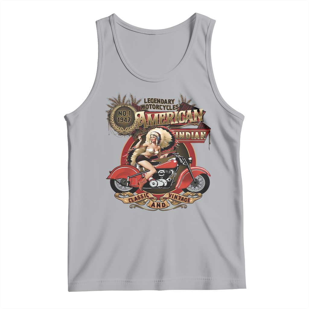 Native American Rider Tank Top American Indian Legendary Motorcycle Vintage Pin Up Girl - Wonder Print Shop