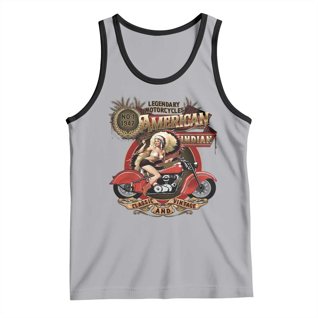 Native American Rider Tank Top American Indian Legendary Motorcycle Vintage Pin Up Girl - Wonder Print Shop
