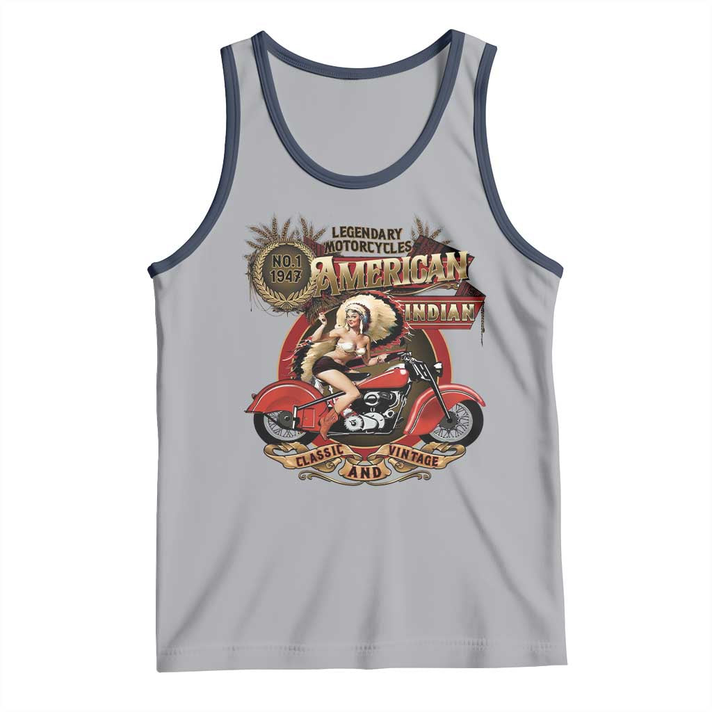 Native American Rider Tank Top American Indian Legendary Motorcycle Vintage Pin Up Girl - Wonder Print Shop