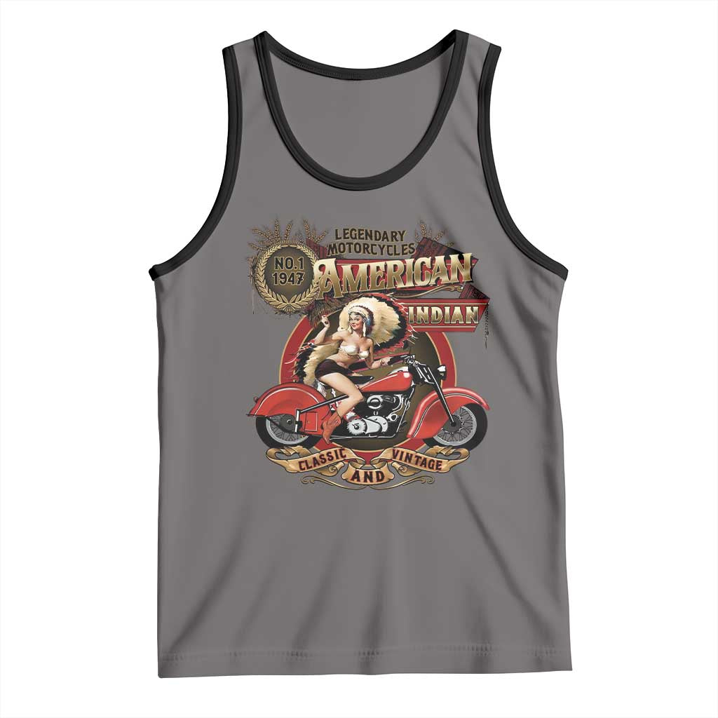 Native American Rider Tank Top American Indian Legendary Motorcycle Vintage Pin Up Girl - Wonder Print Shop
