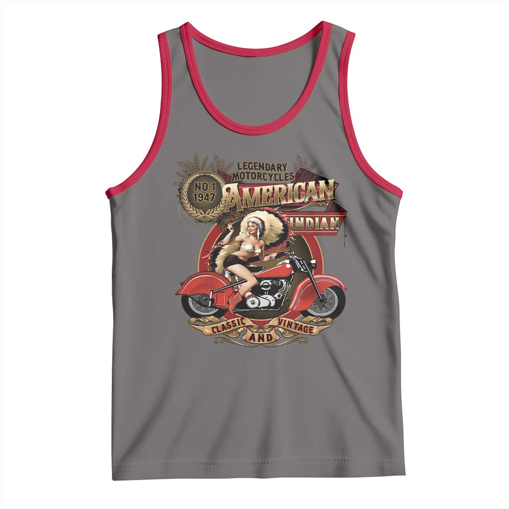 Native American Rider Tank Top American Indian Legendary Motorcycle Vintage Pin Up Girl - Wonder Print Shop