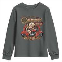 Native American Rider Youth Sweatshirt American Indian Legendary Motorcycle Vintage Pin Up Girl - Wonder Print Shop
