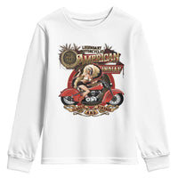 Native American Rider Youth Sweatshirt American Indian Legendary Motorcycle Vintage Pin Up Girl - Wonder Print Shop