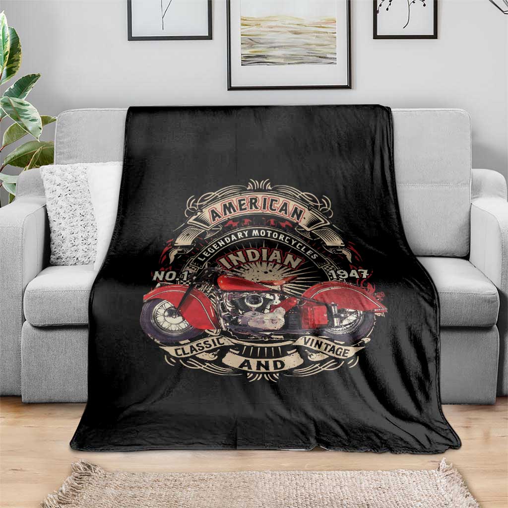 Native American Rider Throw Blanket American Indian Legendary Motorcycle Vintage Biker - Wonder Print Shop