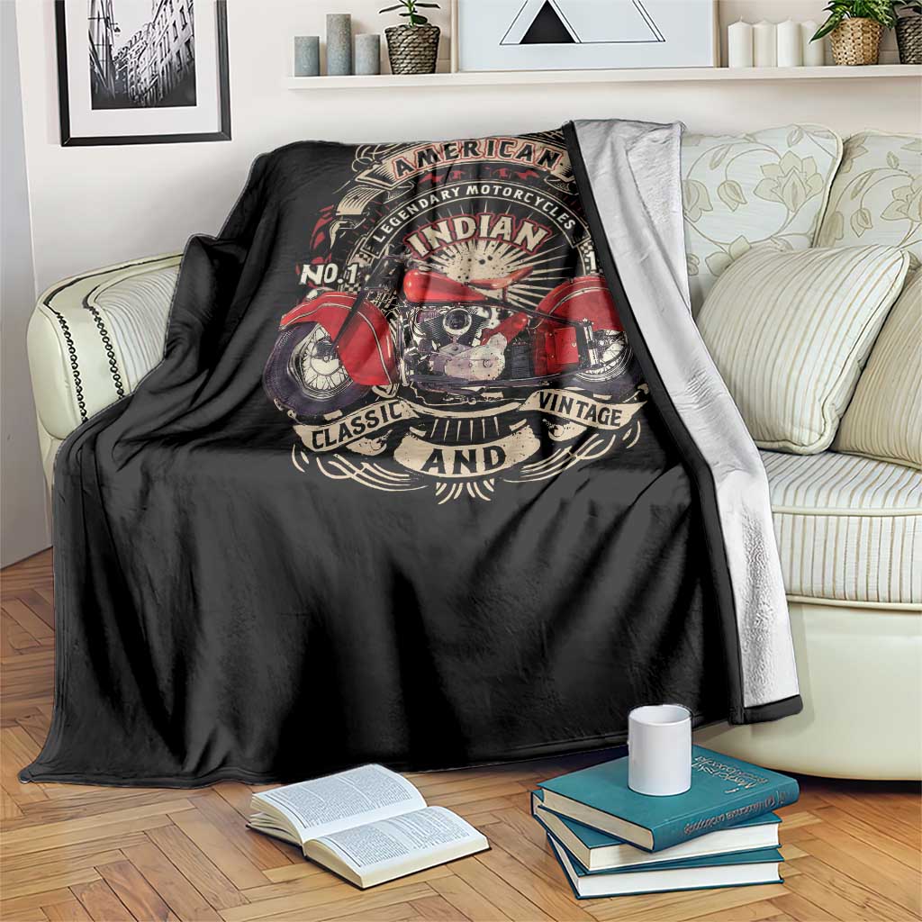 Native American Rider Throw Blanket American Indian Legendary Motorcycle Vintage Biker - Wonder Print Shop