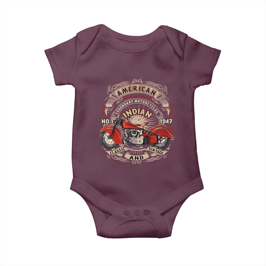 Native American Rider Baby Onesie American Indian Legendary Motorcycle Vintage Biker - Wonder Print Shop
