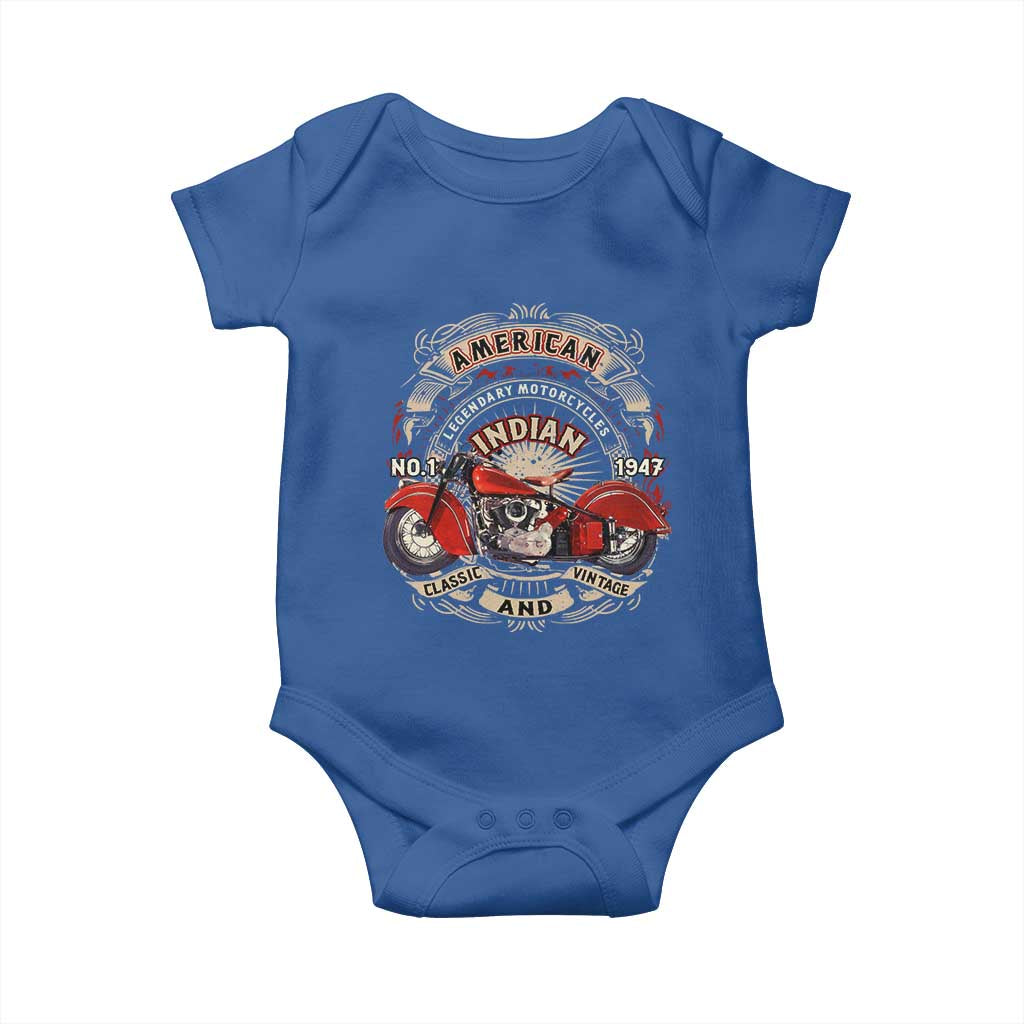 Native American Rider Baby Onesie American Indian Legendary Motorcycle Vintage Biker - Wonder Print Shop
