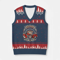 Native American Rider V-Neck Knit Sweater Vest American Indian Legendary Motorcycle Vintage Biker - Wonder Print Shop