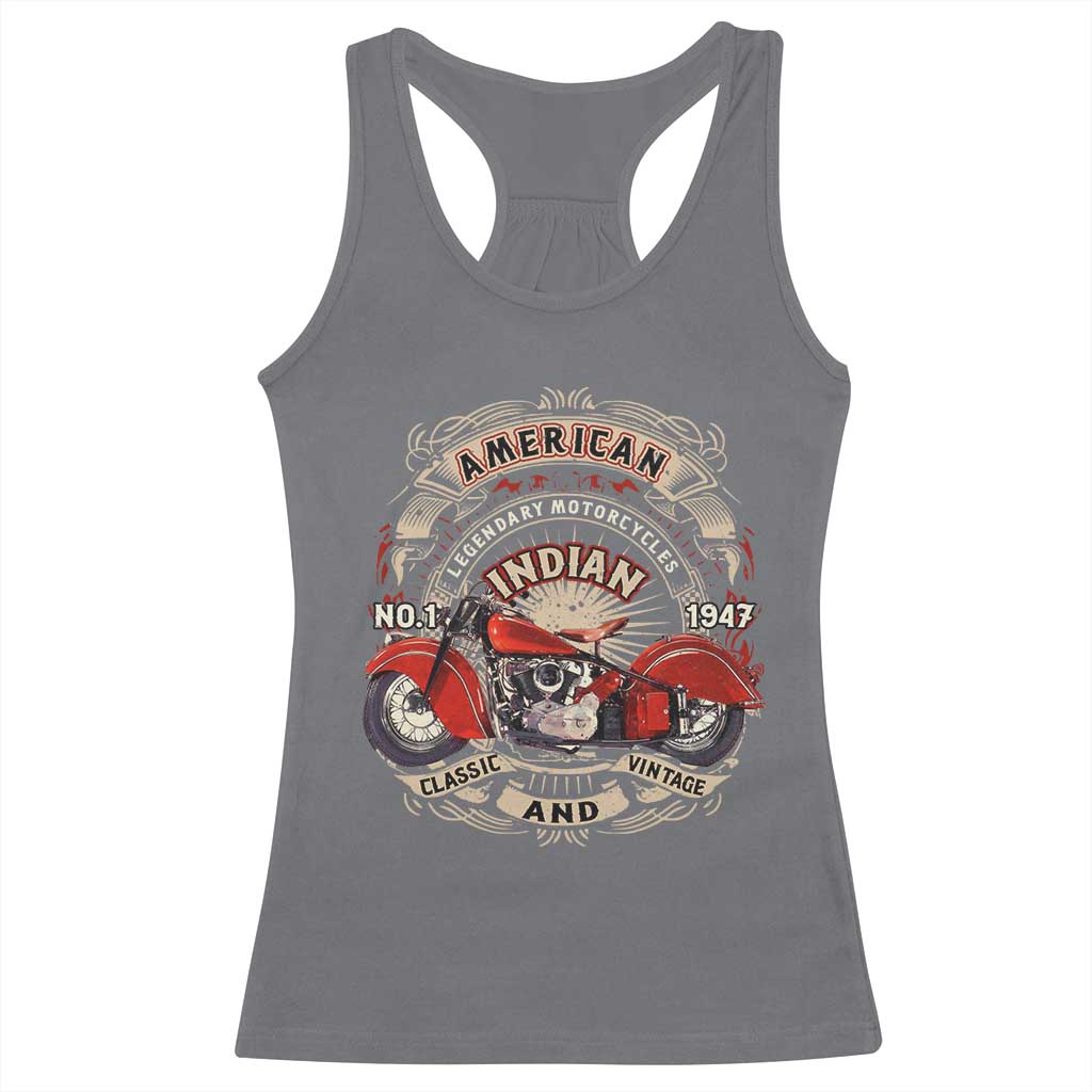 Native American Rider Racerback Tank Top American Indian Legendary Motorcycle Vintage Biker - Wonder Print Shop