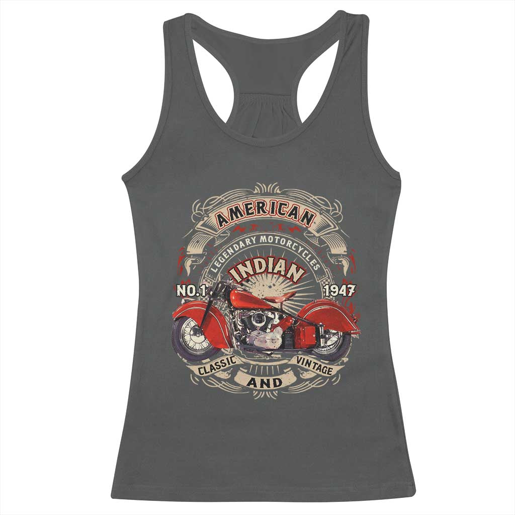 Native American Rider Racerback Tank Top American Indian Legendary Motorcycle Vintage Biker - Wonder Print Shop