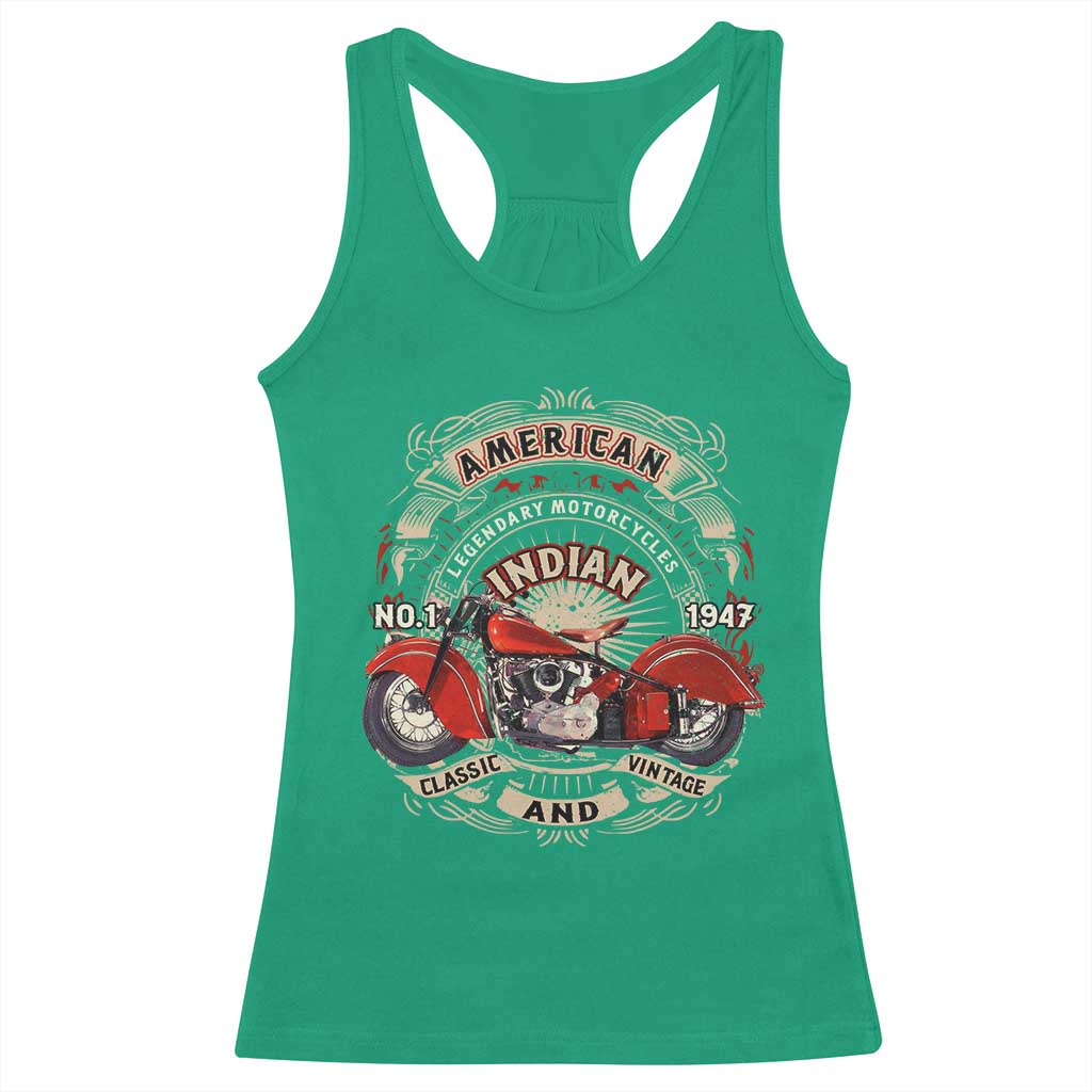 Native American Rider Racerback Tank Top American Indian Legendary Motorcycle Vintage Biker - Wonder Print Shop