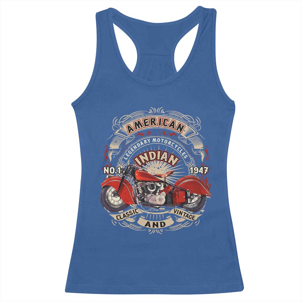 Native American Rider Racerback Tank Top American Indian Legendary Motorcycle Vintage Biker - Wonder Print Shop