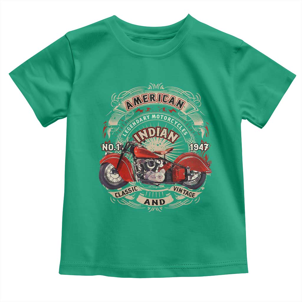 Native American Rider Toddler T Shirt American Indian Legendary Motorcycle Vintage Biker - Wonder Print Shop