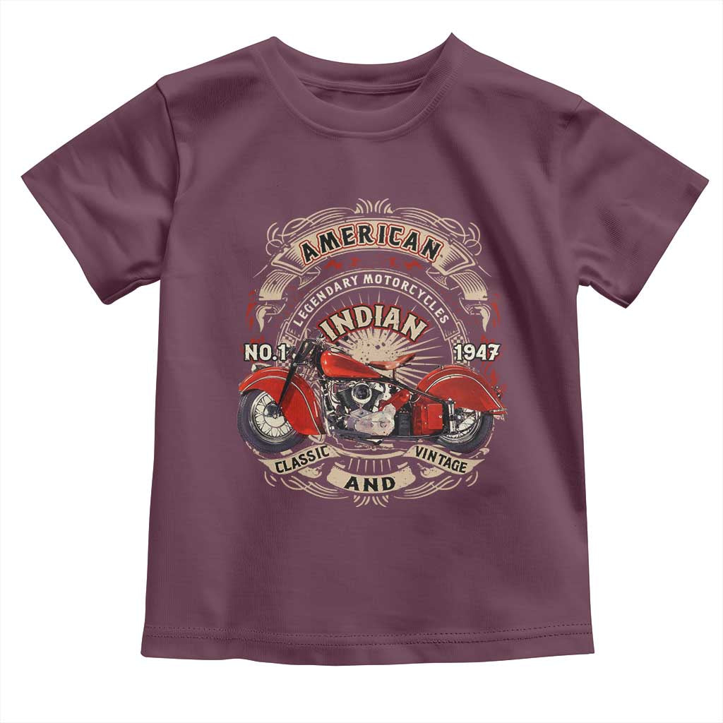Native American Rider Toddler T Shirt American Indian Legendary Motorcycle Vintage Biker - Wonder Print Shop