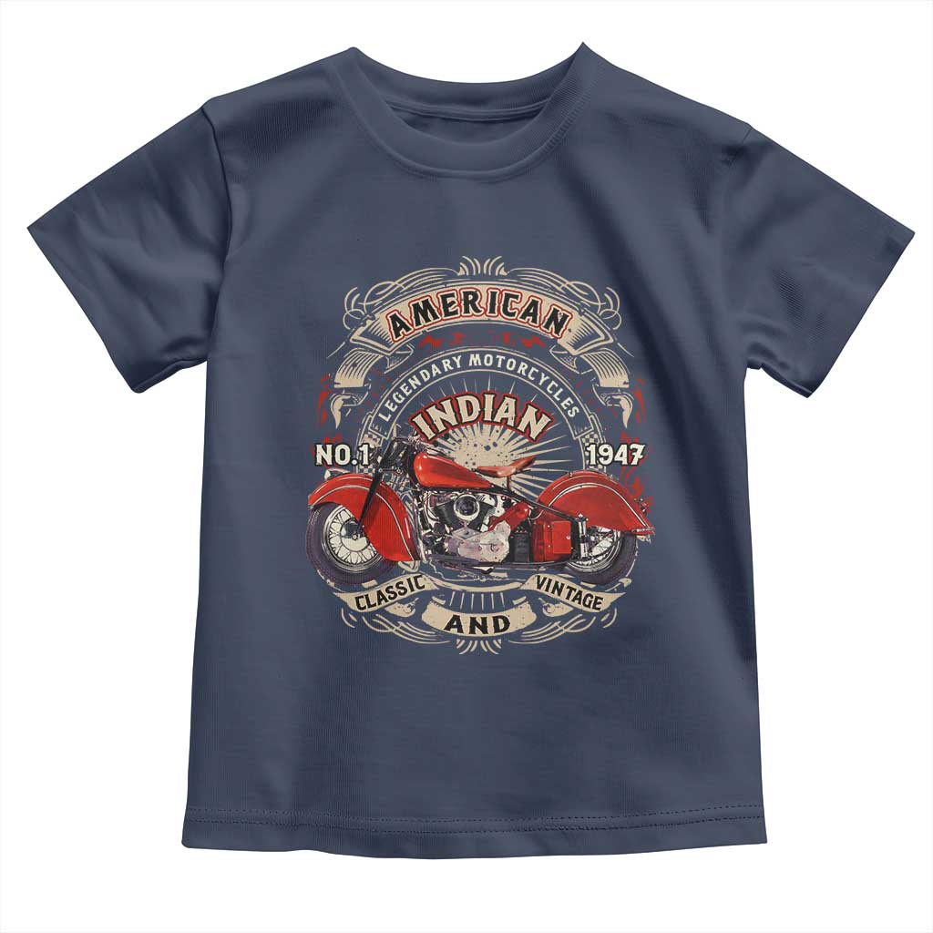 Native American Rider Toddler T Shirt American Indian Legendary Motorcycle Vintage Biker - Wonder Print Shop
