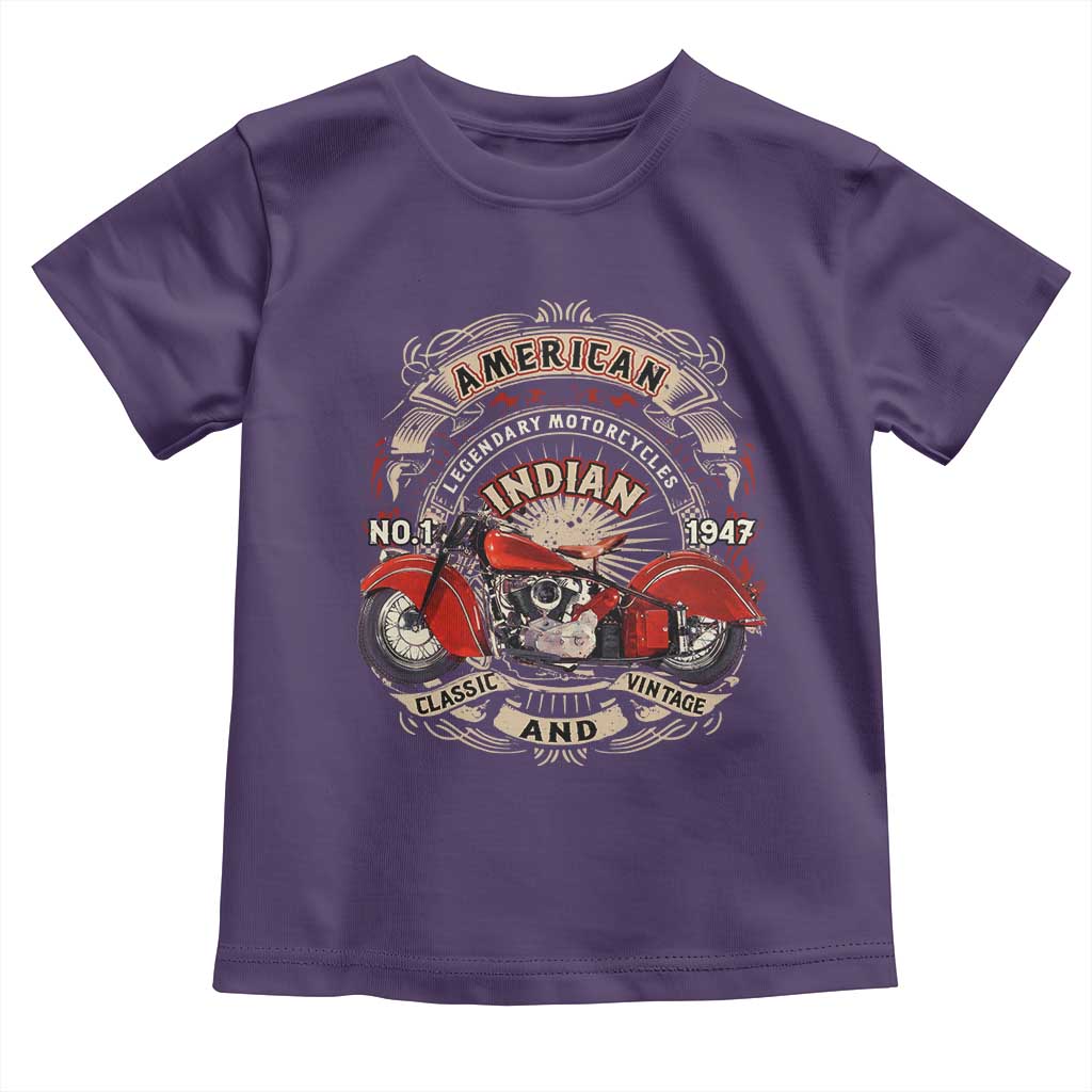 Native American Rider Toddler T Shirt American Indian Legendary Motorcycle Vintage Biker - Wonder Print Shop