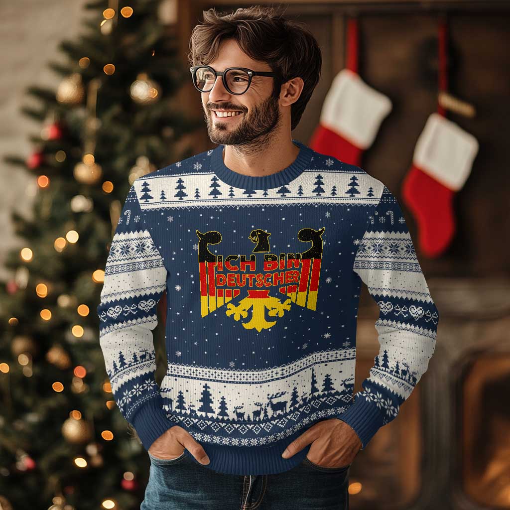 Proud Germany Ugly Christmas Sweater Ich Bin Deutscher Bundesadler Coat of Arms - Wonder Print Shop