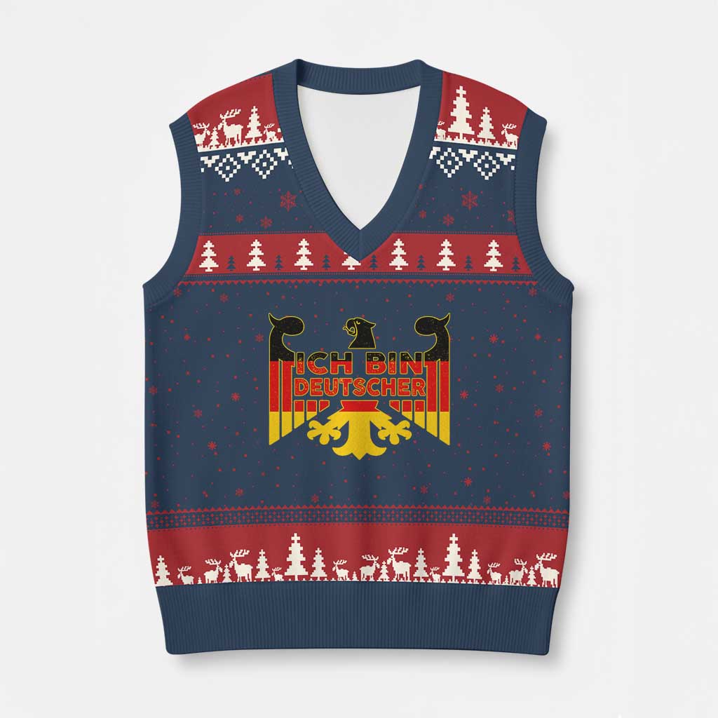 Proud Germany V-Neck Knit Sweater Vest Ich Bin Deutscher Bundesadler Coat of Arms - Wonder Print Shop