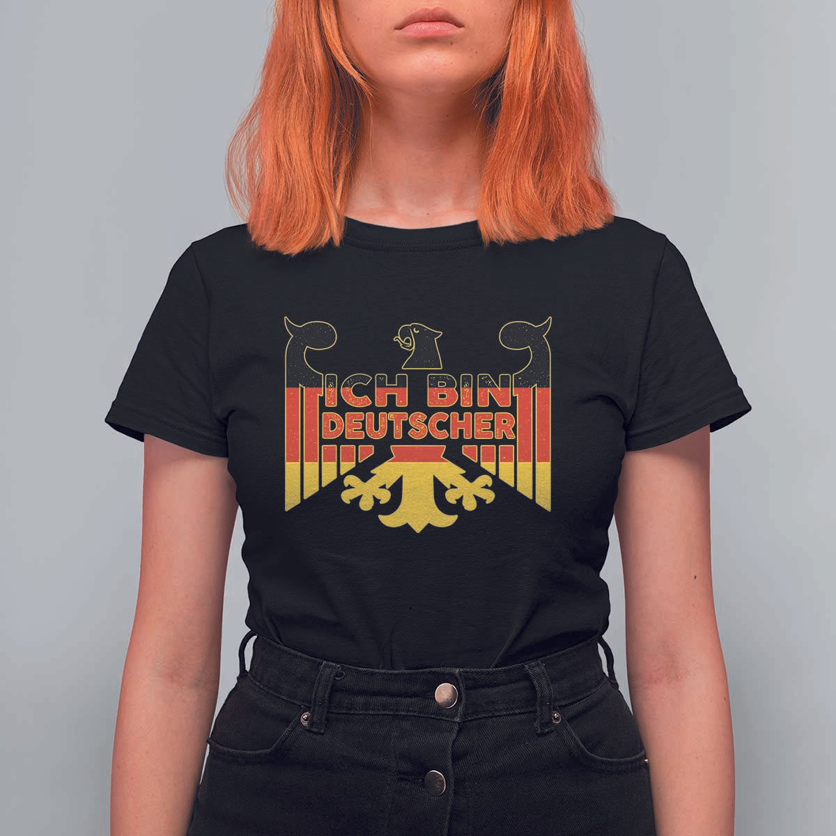 Proud Germany T Shirt For Women Ich Bin Deutscher Bundesadler Coat of Arms - Wonder Print Shop