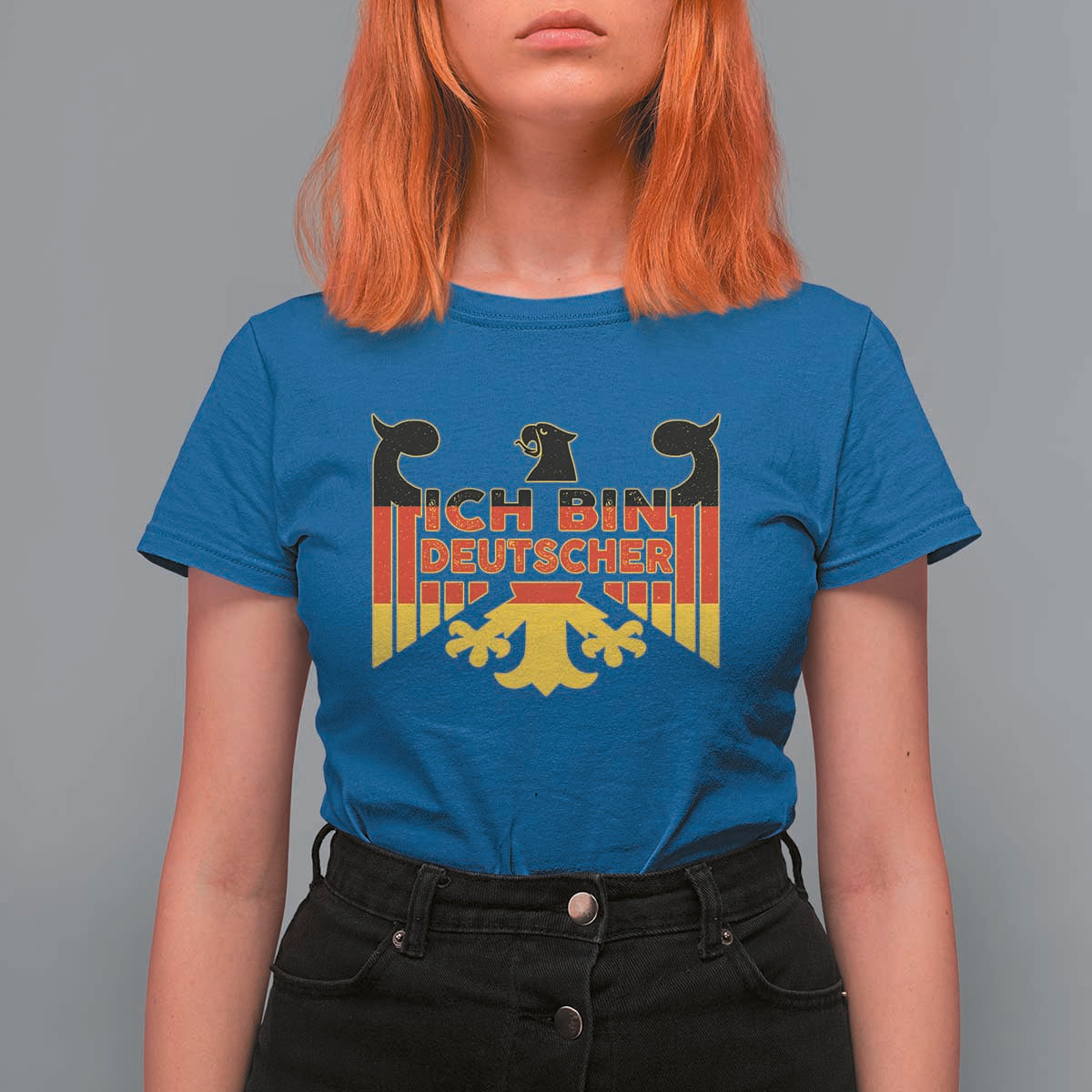 Proud Germany T Shirt For Women Ich Bin Deutscher Bundesadler Coat of Arms - Wonder Print Shop