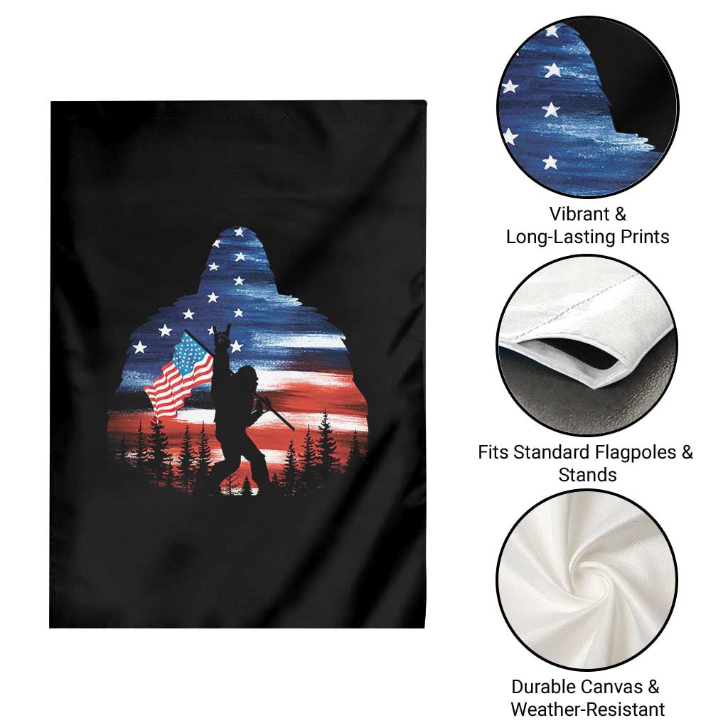 Funny Bigfoot Night Stroll American Flag Garden Flag Patriotic 4th July - Wonder Print Shop
