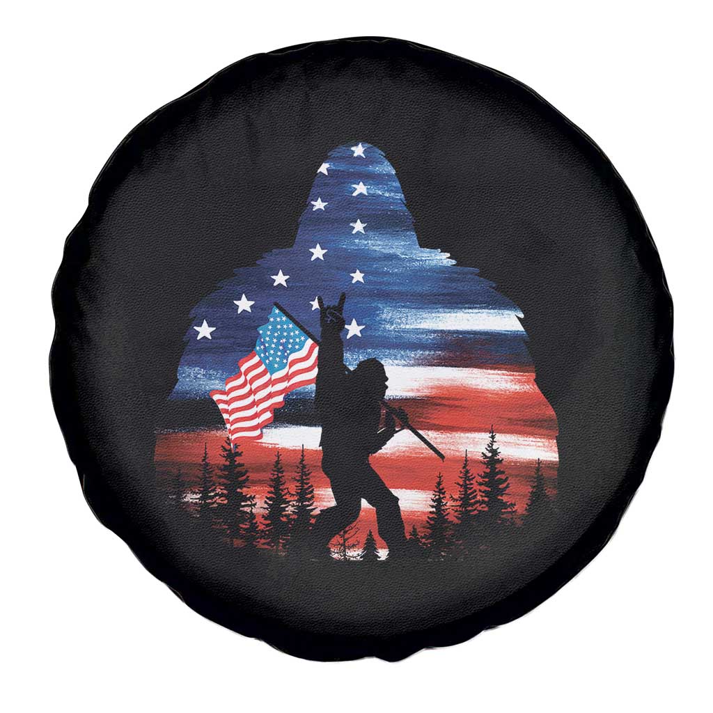 Funny Bigfoot Night Stroll American Flag Spare Tire Cover Patriotic 4th July - Wonder Print Shop