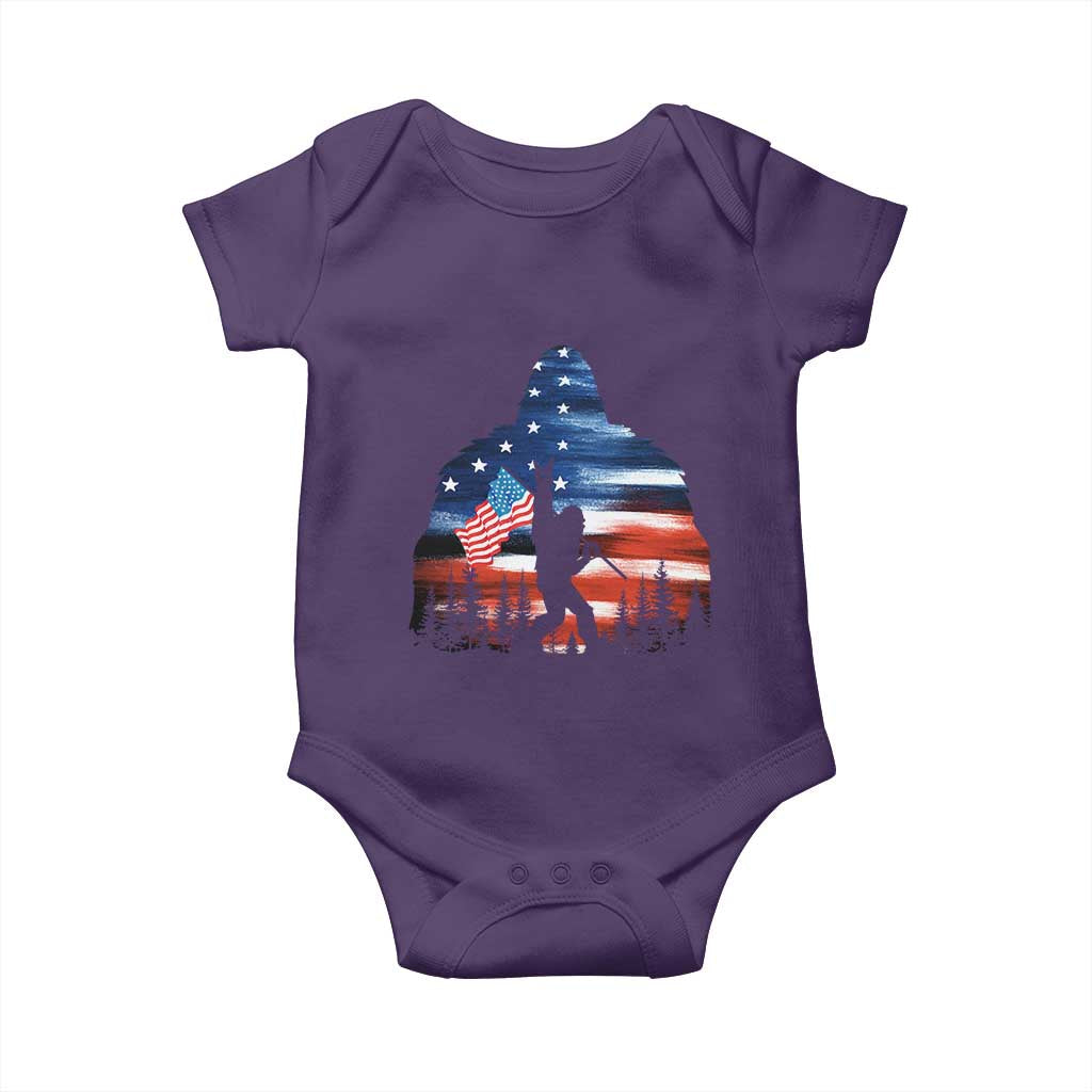 Funny Bigfoot Night Stroll American Flag Baby Onesie Patriotic 4th July - Wonder Print Shop