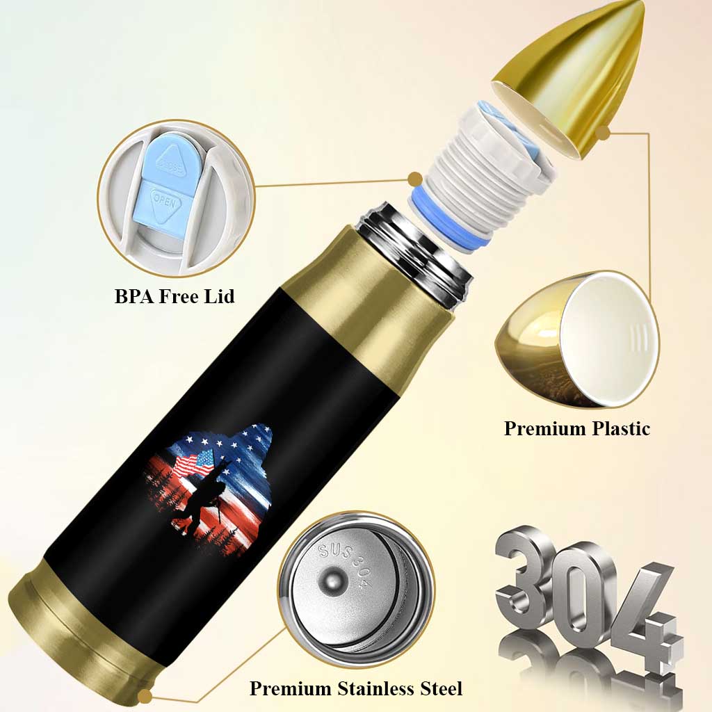 Funny Bigfoot Night Stroll American Flag Bullet Tumbler Patriotic 4th July - Wonder Print Shop