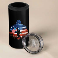 Funny Bigfoot Night Stroll American Flag 4 in 1 Can Cooler Tumbler Patriotic 4th July - Wonder Print Shop