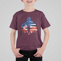 Funny Bigfoot Night Stroll American Flag T Shirt For Kid Patriotic 4th July - Wonder Print Shop