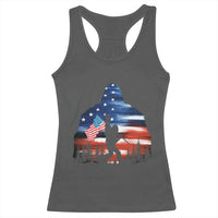 Funny Bigfoot Night Stroll American Flag Racerback Tank Top Patriotic 4th July - Wonder Print Shop