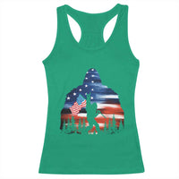 Funny Bigfoot Night Stroll American Flag Racerback Tank Top Patriotic 4th July - Wonder Print Shop