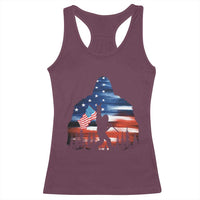 Funny Bigfoot Night Stroll American Flag Racerback Tank Top Patriotic 4th July - Wonder Print Shop