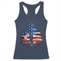 Funny Bigfoot Night Stroll American Flag Racerback Tank Top Patriotic 4th July - Wonder Print Shop