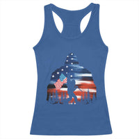 Funny Bigfoot Night Stroll American Flag Racerback Tank Top Patriotic 4th July - Wonder Print Shop