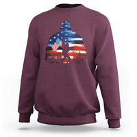 Funny Bigfoot Night Stroll American Flag Sweatshirt Patriotic 4th July - Wonder Print Shop