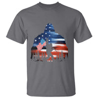 Funny Bigfoot Night Stroll American Flag T Shirt Patriotic 4th July - Wonder Print Shop