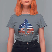 Funny Bigfoot Night Stroll American Flag T Shirt For Women Patriotic 4th July - Wonder Print Shop