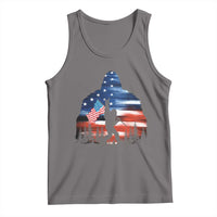 Funny Bigfoot Night Stroll American Flag Tank Top Patriotic 4th July - Wonder Print Shop
