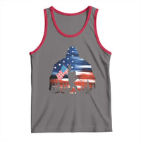 Funny Bigfoot Night Stroll American Flag Tank Top Patriotic 4th July - Wonder Print Shop