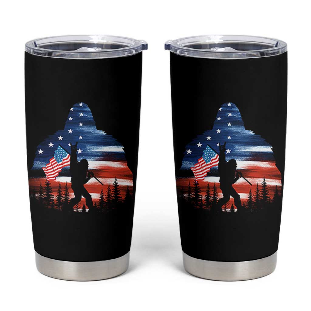 Funny Bigfoot Night Stroll American Flag Tumbler Cup Patriotic 4th July - Wonder Print Shop