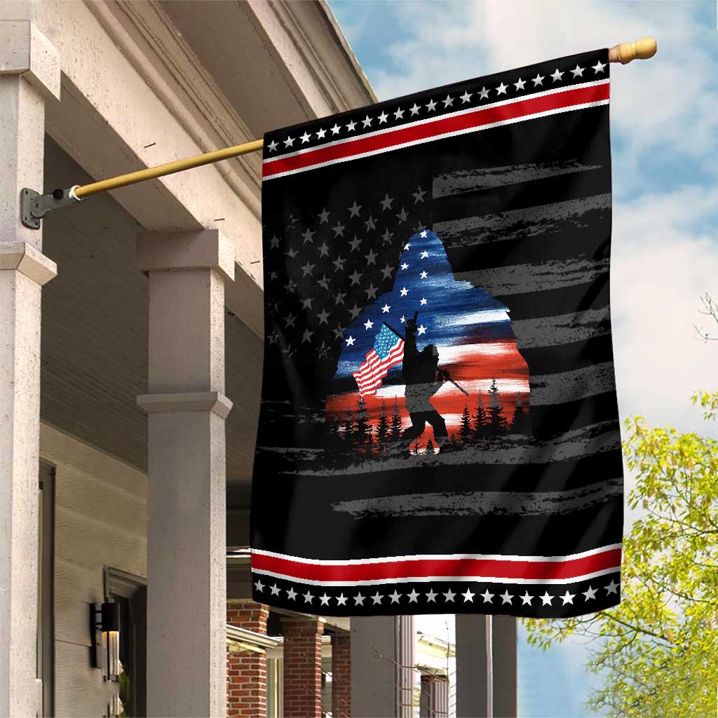 Funny Bigfoot Night Stroll American Flag Patriotic Garden Flag Patriotic 4th July